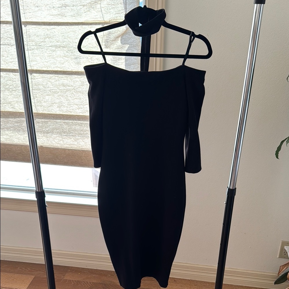 Bailey 44 Black Asymmetrical Ribbed Bodycon Dress